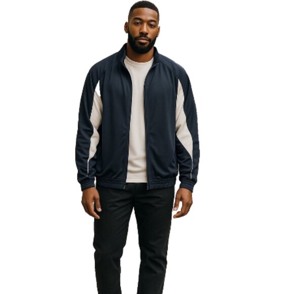 Eddie D Boardsport Men’s Track Jacket 2XLT Navy Blue White Inserts Zip Up Elasti - Picture 16 of 16